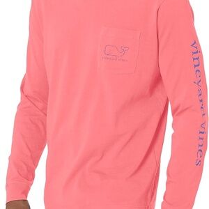 Vineyard Vines Men's Pink Long Sleeve Tee